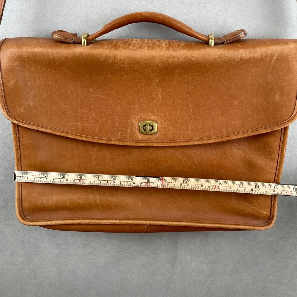 Vintage 90s Coach Lexington Briefcase British Tan Leather USA Messenger Bag 5265